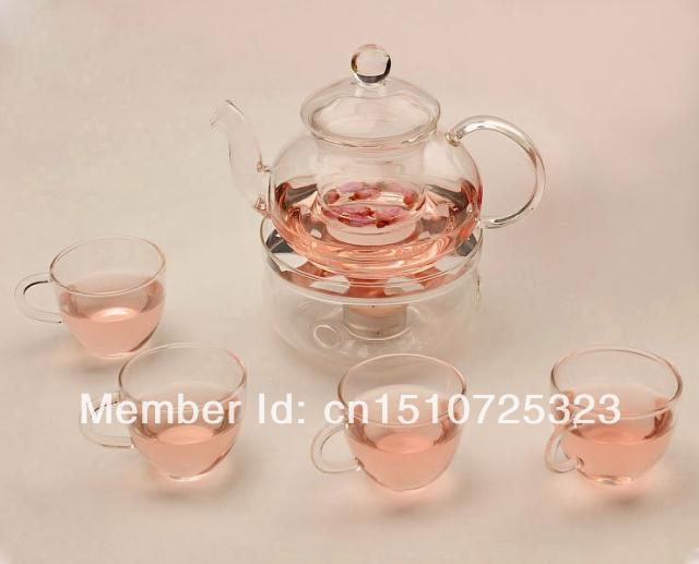 ǰ     6PCS / Ʈ 1PC  600 ml 4  150ml  + 1   Ư Ǹ/high quality heat resistant glass flower teapot 6pcs/set 1pc pot 600ml 4pcs